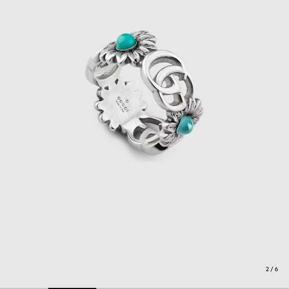 Gucci Silver Floral GG Marmont mother-of-pearl ring - Picture 6 of 6